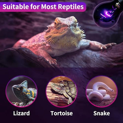 LUCKY HERP Reptile Heat Lamp 75W 2 Pack, Reptile Night Heat Bulb, Reptiles & Amphibians Basking Spot Light Bulb for Bearded Dragon, Lizard, Snake, Turtle, Chameleon