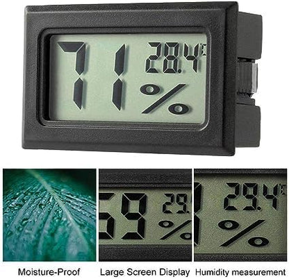 Black Mini Compact Digital Hygrometer,Mini Thermometer Hygrometer,Indoor Humidity Meter,Temperature and Monitor for Bed Room, Pet Reptile, Plant, Greenhouse Indoor Thermometers
