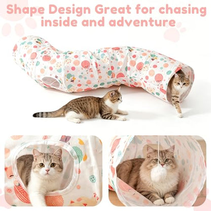 Cat Tunnel with Cat Toy Ball, Collapsible S Shape Cat Tunnel, Cat Tunnels for Indoor Cats, Foldable Cat Tunnel Cat Tube Toys for Bunny, Guinea Pig, Ferrets, Puppy - color: Tunnel