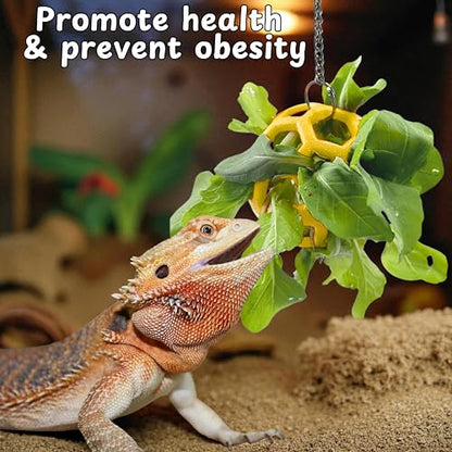 Bearded Dragon Enrichment Toys Feeder Ball, Interactive Feed Toys Bells Exercise Ball for Reptile Lizard Gecko Small Animals, Bearded Dragon Tank Accessories, Reptile Tank Accessories (Yellow) - color: Yellow