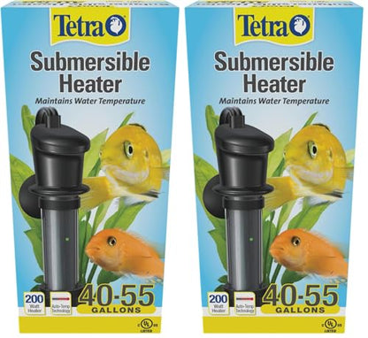 Tetra Submersible Heater with Electronic Thermostat, 200-Watt (Pack of 2) - size: 40-55 Gallon (Pack of 2)
