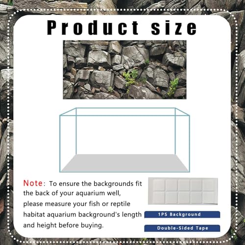 36X18IN Stone Aquarium Background, Rock Fish Tank Background, Natural Rocky Glass Terrarium Background with 8 EVA Double-Sided Tape - color: Stone, size: 36X18in/90X45cm