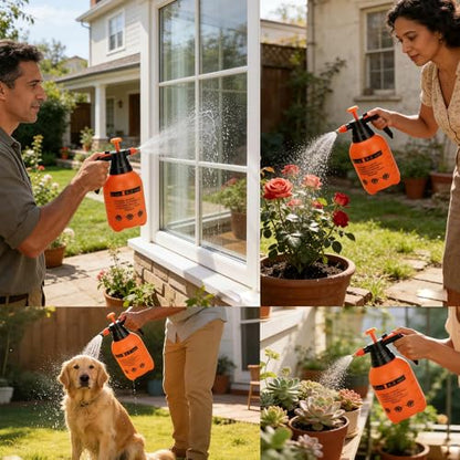 3 Pack 2L Handheld Garden Pressure Sprayer with Adjustable Brass Nozzle | 12 Inch Plant Mister Sprayer for Indoor Houseplants, Lawn Watering, Household Cleaning, Patio & Garden Maintenance - color: 2L-Organge-3PCS