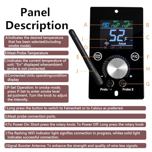 Universal WiFi and Bluetooth PID Digital Thermostat for Traeger Control Panel Replacement for Pit Boss、Traeger、Zgrill Pellet Grill Smoker， App-Enabled Thermostat Controller - size: PID Digital ControlControl