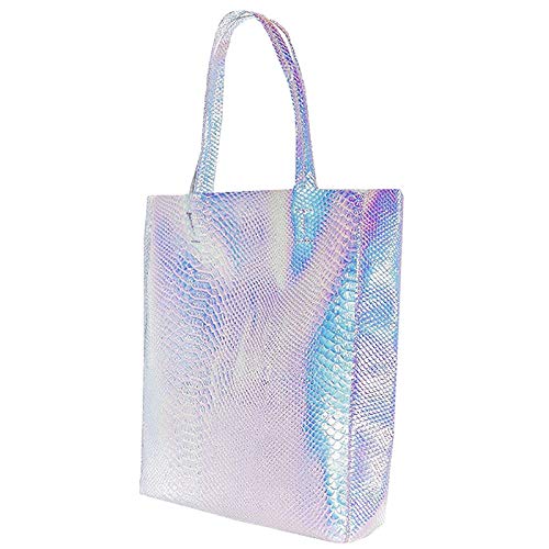 Goodbag Boutique Hologram Tote Bag Laser Snakeskin PU Shoulder Bag Large Capacity Fashion Holographic Handbag