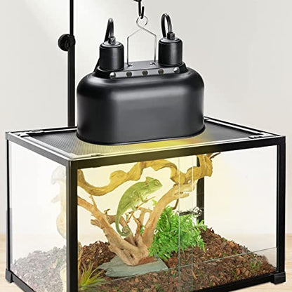 Simple Deluxe Dual Reptile Light Fixture with Separate Switches, Aluminum Reflector 100W Double Dome Heat/UVB Lamp, for Small Animal Terrarium and Tortoise Habitat - size: 1 Pack-New