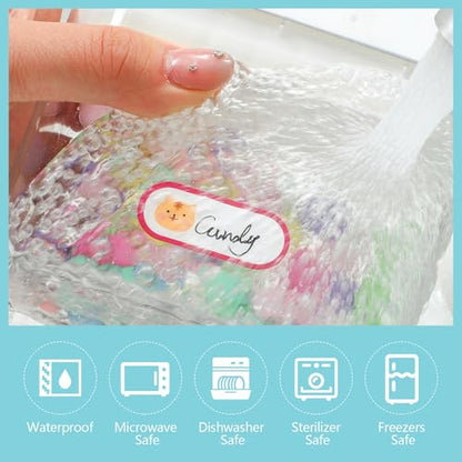 480 Baby Bottle Labels, Waterproof Self-Laminating Name Labels | 30 Sheets, 2 Sizes, Animal & Weather Designs, For Bottles, Cups, Lunch Boxes, Daycare And School - style: Animal&Weather Style