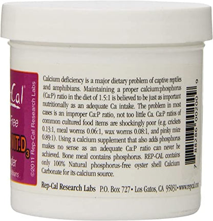 Rep Cal Calcium Vitamin D3 Ultrafine Powder Reptiles Amphibians 3.3-Oz - 3 Pack