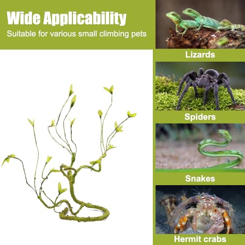 MiOYOOW Reptile Climbing Branch, Bendable Bearded Dragon Jungle Vines Flexible Terrarium Plants Decor for Lizards Tortoises Snakes Frog Geckos