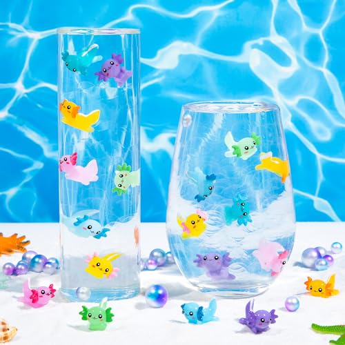 140Pcs Mini Resin Axolotl, Miniature Animal Figurine | Garden Landscape Aquarium Dollhouse Ornament Potted Plants Decor for DIY Craft Garden Fairy Decoration Birthday Party Favor