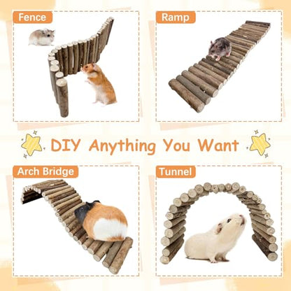 Hamiledyi Hamster Ladder Bridge, Small Animal Hideout, Tunnel, House, Ramp, Tube for Hamster, Guinea Pig, Rat, Chinchilla, Cage Accessories, Chew Toys (19.7"5.9") - size: S
