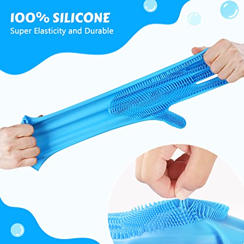Pecute Silicone Pet Grooming Gloves for Washing Cats Dogs Bath Brush Large | 3,000 soft bristles, Gentle massage & deshedding, Dishwasher safe, For large/thick coats, Home/car cleaning - size: Large