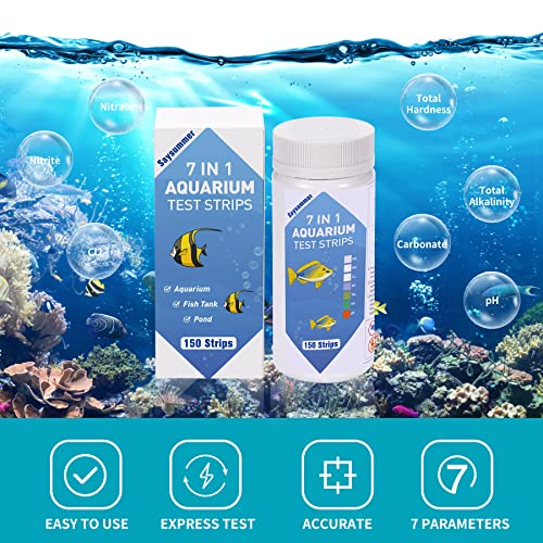 Aquarium Test Strips for Fish Tank: 7-Way 150 Strips Aquarium Water Test Kit Freshwater Testing pH Nitrate