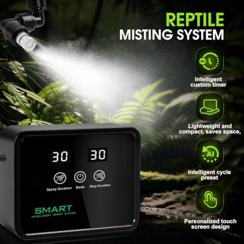 Automatic Reptile Mister Timer 360 Nozzle Terrarium Misting System | Automatic Reptile Mister with Timer 360 Nozzles External Water Supply Quiet Misting System Easy DIY for Terrariums Humidifier