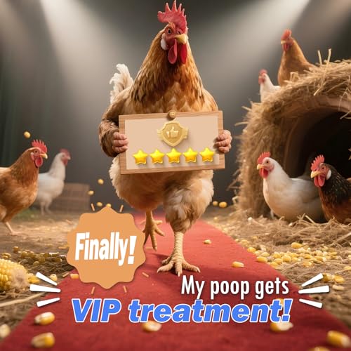 15” Extra Large 2-in-1 Chicken Poop Scooper & Rake with Ergonomic Grip, Metal Goat Chicken Coop Pooper Scooper for Sand with Adjust 38”-77” Stainless Steel Handle, Wide Sifting Shovel Cleaning Tools