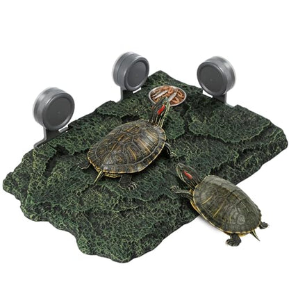 Turtle Basking Platform, Tortoise Climbing Resting Terrace Rock, for Aquarium 20/30/38/40 breeder/45/55/60/65/75/90 Gallon, Size: 14x10.5 inch - size: Large