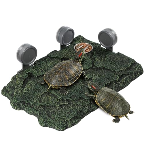 Turtle Basking Platform, Tortoise Climbing Resting Terrace Rock, for Aquarium 20/30/38/40 breeder/45/55/60/65/75/90 Gallon, Size: 14x10.5 inch - size: Large