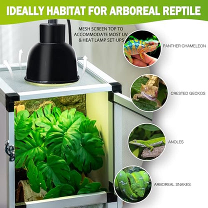Jumping Spider Enclosure, Small Reptile Cage Hatching Habitat, Toxirium 8" x 8" x 12" Screen & Acrylic Doors, Ventilated Terrarium for Lizards, Snakes, Frogs, Easy Assembly, Two Doors