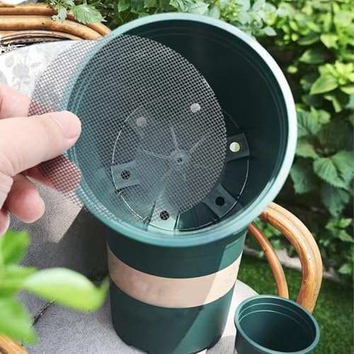 PINE & LINEN 100pcs Flower Pot Hole Mesh Pad, Round Drainage Mat Plant Potting Grid Mat, Prevent Soil Loss for Gardening/Gardeners(10cm/4inch) - size: 10cm/4inch