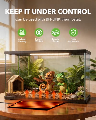 BN-LINK Reptile Heat Pad 8"X12" 16W for 30-40gal Under Tank Terrarium Heating Mat Waterproof for Turtle, Lizard, Frogs, Snake, Hermit Crab - size: 8" X 12"