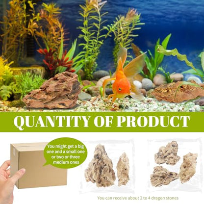 VOKOY 2.5lb Natural Dragon Stones, Aquarium Rocks Decoration Aquascaping Stone Landscaping Model for Fish Tank Decor Terrariums Paludariums Reptile Enclosures Gardens, 2-4 inches