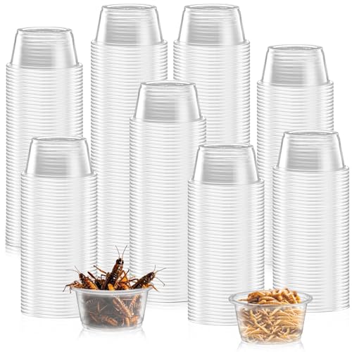 600PCS 0.5oz Gecko Food Cups | Durable Plastic Leak-Proof Reptile Feeder Cups - for Geckos, Lizards & Small Pets | Multi-Purpose for Terrarium Daily Feeding(0.5oz) - size: 600PCS