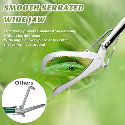 HOMEYA 47 Inch Extra Heavy Duty Snake Tongs, Standard Reptile Snake Grabber Tool, Professional Rattle Snake Catcher Tool Wide Jaw Handling Tool with Lock, Non-Slip Grip Handle - size: 47 Inch