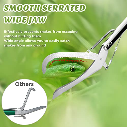 HOMEYA 52" Snake Tongs Grabber, Heavy Duty Snake Catcher Wide Jaw Handling Tool, Rattle Snake Catcher, Extra Long Snake Tongs, Snake Catcher with Lock&Non-Slip Grip Handle, Snake Tong Reptile Grabber - size: 52 Inch