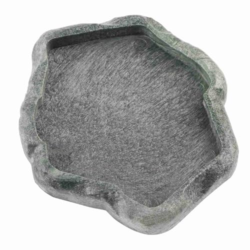 Reptile Water Dish Food Bowl 2 Pack ABS Resin Imitation Rock Feeder with Smooth Easy Clean Surface for Lizard Gecko Bearded Dragon Tortoise Spider (S) - size: S