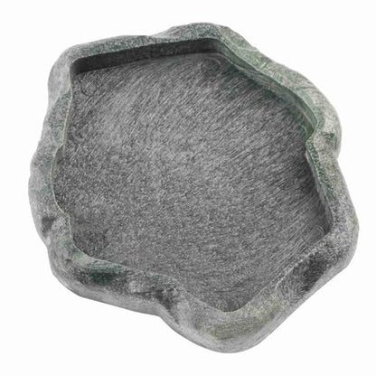 Reptile Water Dish Food Bowl 2 Pack ABS Resin Imitation Rock Feeder with Smooth Easy Clean Surface for Lizard Gecko Bearded Dragon Tortoise Spider (S) - size: S