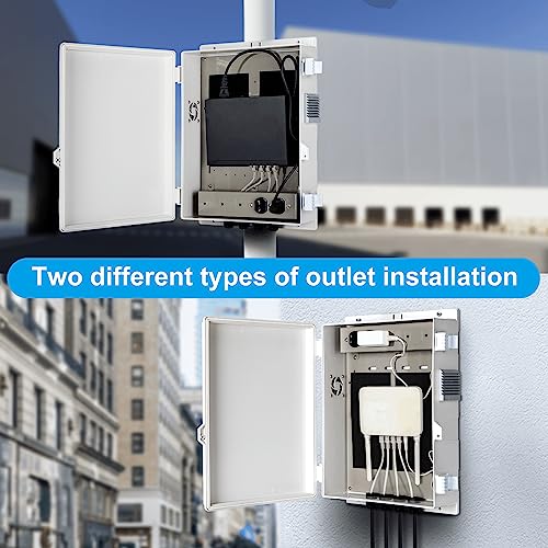 Namunanee Outdoor Electrical Junction Box with High Power Outlet, ABS Water Resistant Enclosure with Internal Mounting Panel & Hinged Cover (16" H* 12" L* 4" W) - size: 16"H x 12"L x 4"W & Outlet
