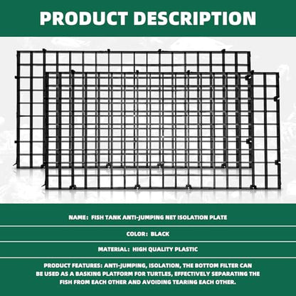 soujkooy 8Pcs Fish Tank Divider, Plastic Aquarium Egg Crate Grid | 5.9x11.8in/15X30cm, with 10 Sucker Clips and Bracket Ties, Plastic Grid Tray Egg Crate, Bottom Isolation