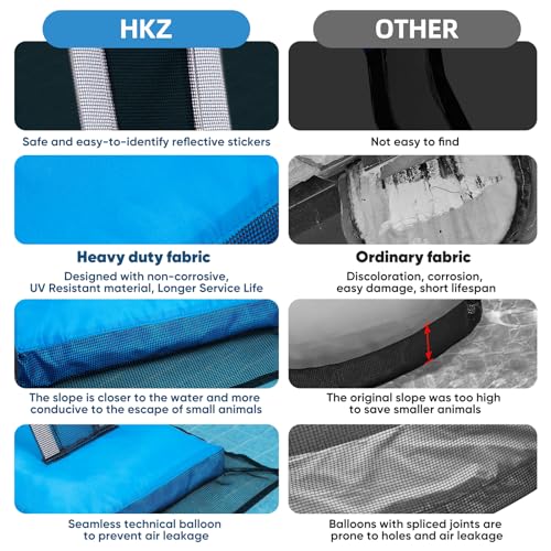 HKZ Pool Frog Animal Escape Ramp - Pool Critter Frog Saver Escape Ramp Log for Swimming Pool with Reflective Strips, Frog Pool Saver Small Critters, Lizards, Ducks, Snakes, Squirrel (Blue)