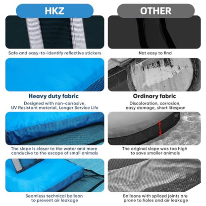 HKZ Pool Frog Animal Escape Ramp - Pool Critter Frog Saver Escape Ramp Log for Swimming Pool with Reflective Strips, Frog Pool Saver Small Critters, Lizards, Ducks, Snakes, Squirrel (Blue)