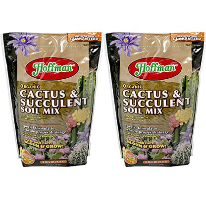 Hoffman Organic Cactus and Succulent Soil Mix to Provide Proper Drainage and Improve Growth in Cacti, 4qts, 2 Pack - size: 2 pack