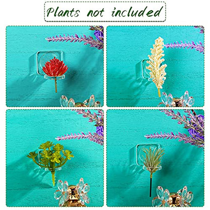 Jetec 12 Pcs Acrylic Air Plants Holder Hanger Air Plant Live Holders with Mounting Tape for Hanging Plants Glass Display Home Office Decoration