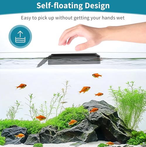 hygger Aquarium Magnet Glass Cleaner, Magnetic Fish Tank Cleaner with 2 Blades For Glass and Acrylic Aquariums, Aquarium Algae Scraper with Super Strong Magnet for Fish Tanks 0.3-0.6Inch Thickness (L) - size: L for Glass Thickness：0.3"-0.6"