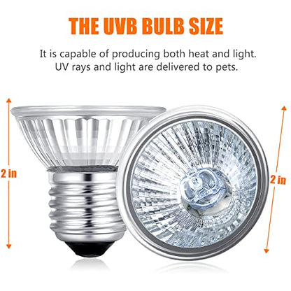 Reptile UV Bulbs, 2 Pack 50W Basking Heat Lamps, Habitat Basking Heat Bulb, UVB Light for Terrariums (E27, 110V) - color: 50w Bulb