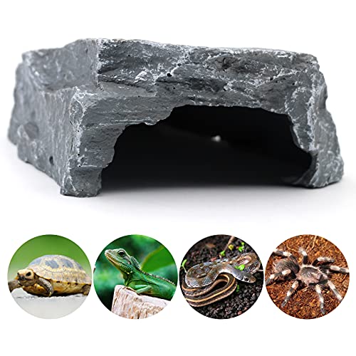 Reptile Rock Hide Cave Reptile Hideout Turtle Hideout for Bearded Dragon Tortoise Small Lizards Turtles Reptiles Amphibians Fish Aquarium Decor