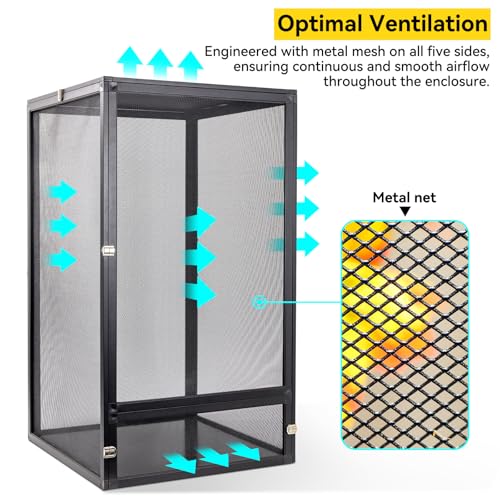 RunDuck Foldable Reptile Terrarium Kit 33 Gallon 26"x17"x17" | 360° panoramic, foldable. Superior ventilation, easy feeding, sturdy. Simple setup. Fits crested gecko. Black, 33 gal.