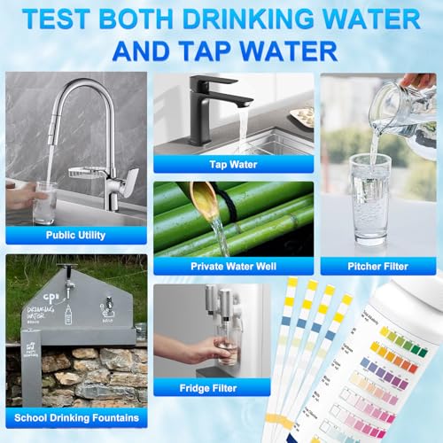 Lead Water Test Kit 2026 Upgraded 8 in 1 Home Drinking Water Testing Kits 50pcs, House Tap and Well Water Hardness Tester, Lead Test Strips for Alkalinity, pH, Copper, Nitrite&Chlorine