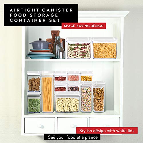 DWËLLZA KITCHEN Airtight Food Storage Containers with White Lids 2L - 4 Pc Clear Plastic Pantry Snacks Kitchen Container, Baking Supplies, 4LB Sugar & Flour Canister BPA-Free - color: 04 - 2 Liters (Set of 4)