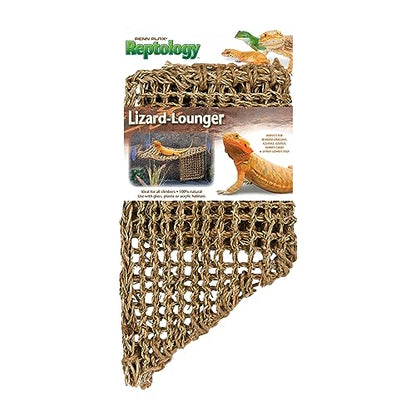 Penn-Plax Reptology Lizard Lounger Corner Triangle with Ladder– 100% Natural Seagrass Fiber – Great for Bearded Dragons, Anoles, Geckos, and Other Reptiles – Large - size: Large