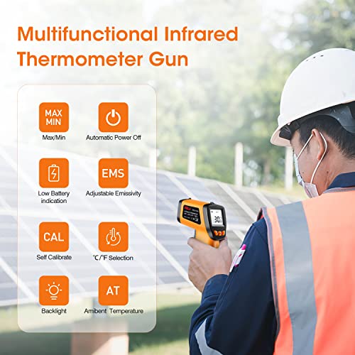 Infrared Thermometer Gun -58°F to 788°F, Laser Temperature Gun with Adjustable Emissivity, Non Contact Laser Thermometer for Cooking/BBQ/Pizza Oven/Grill & Engine - Heat Temperature Gun - color: -58°F~788°F