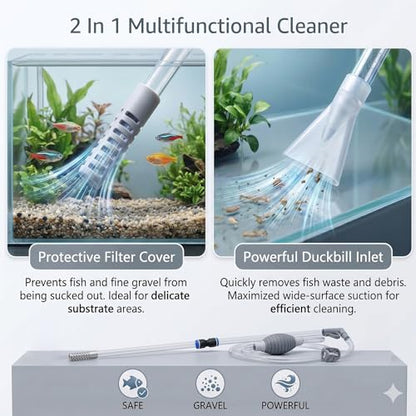 AREPK Aquarium Siphon Vacuum and Water Changer Kit for Small Fish Tanks | L-Shaped Tube Reaches Hard-to-Clean Corners; Ideal for Water Changing and Gravel Cleaning in Betta, Shrimp and Nano Tanks