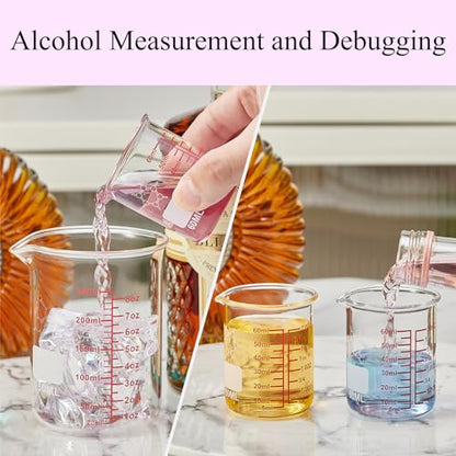 High Borosilicate Glass Measuring Cup-V-Shaped Spout，Glass Measuring Beaker for Kitchen or Restaurant, Easy to Read, 60 ML (2 Oz)-Pack of 2 - size: 60ml (2oz) - Pack of 2