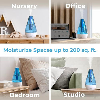 Pure Enrichment MistAire Studio Ultrasonic Cool Mist Humidifier - Small & Compact, Overnight Operation, 2 Mist Settings, Optional Night Light, & Auto Shut-Off - For Offices, Plants & Small Spaces - size: MistAire Studio (Small)