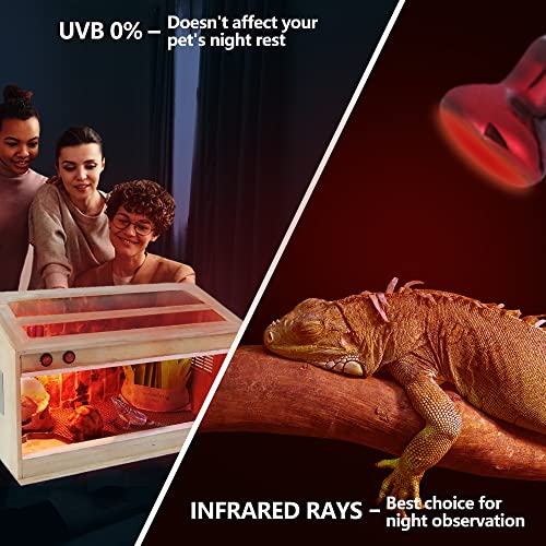 LUCKY HERP 75W Reptile Heat Lamp Bulbs 2 Pack, Reptiles & Amphibians Infrared Basking Spot Lamp, Heat Light Bulb for Turtle, Bearded Dragon, Lizard - color: Infrared Basking Light Bulb, size: 75 Watts