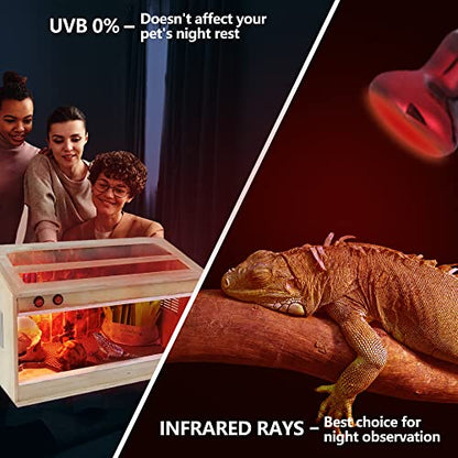 LUCKY HERP 75W Reptile Heat Lamp Bulbs 2 Pack, Reptiles & Amphibians Infrared Basking Spot Lamp, Heat Light Bulb for Turtle, Bearded Dragon, Lizard - color: Infrared Basking Light Bulb, size: 75 Watts