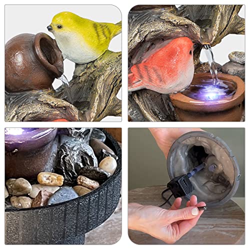 Resin LED Indoor Water Fountains | Office, Home Relocation Gifts - color: Little Bird